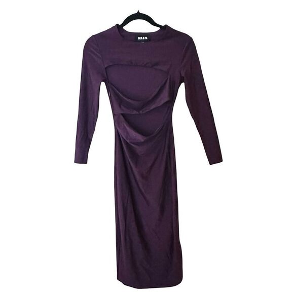 NWT SER.O.YA Kepla eggplant midi Dress cut out bodycon Retrofete Sz M - Picture 6 of 12